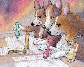 Dogs playing bingo